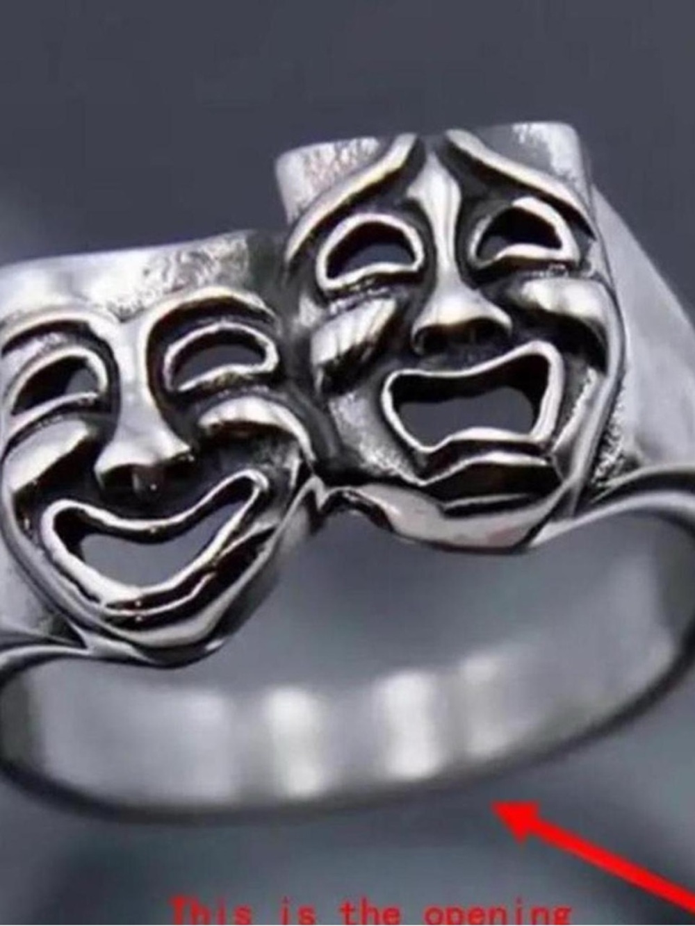Theater Masks Silver Tone Ring